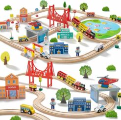 Tiny Land 110PCS Wooden Train Set RO20