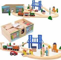 52 Pcs Deluxe Wooden Train Set RO32