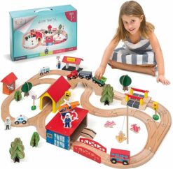 69 Pieces Wooden Train Tracks RO35