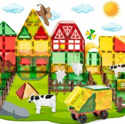 76Pcs Farm Animals Magnetic Blocks Tiles Toys RO48